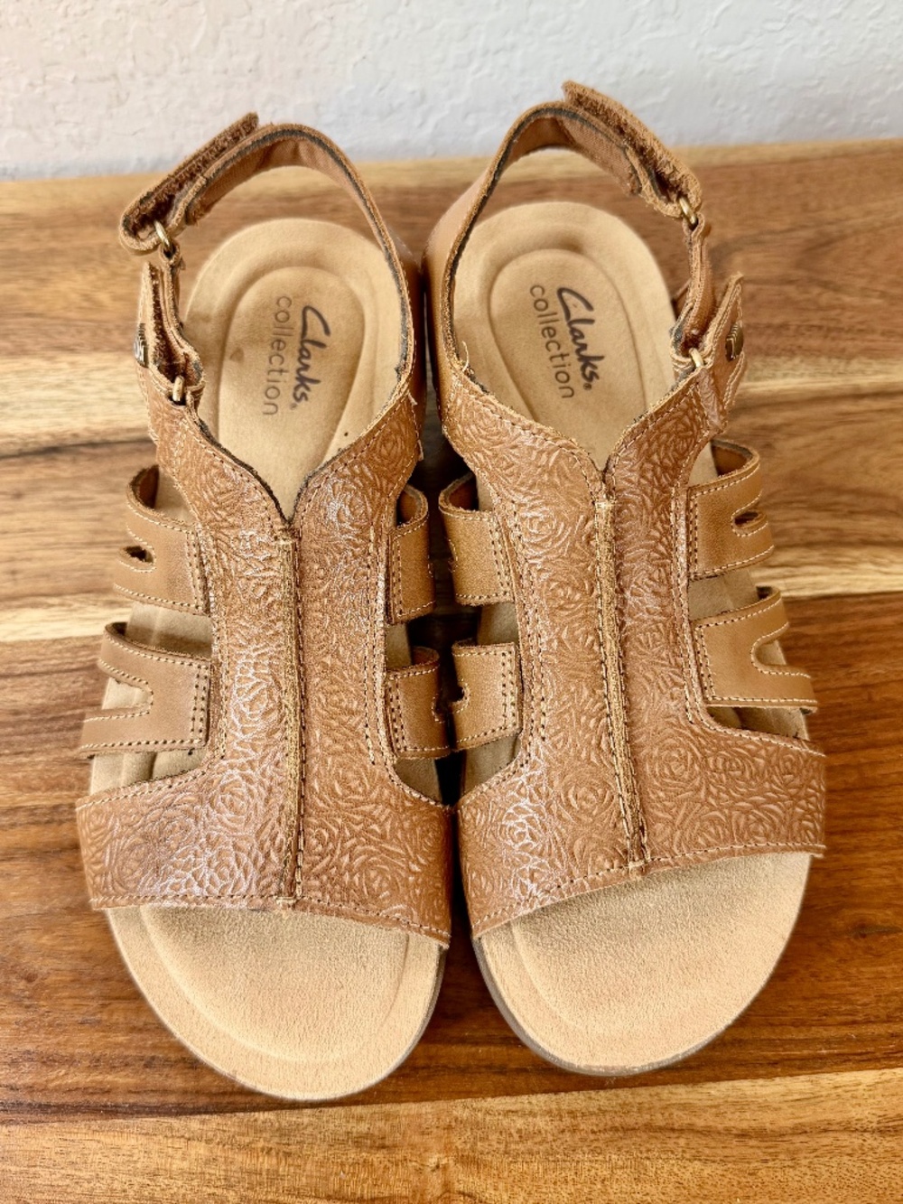 Clarks April Belle Tan Leather Sandals, NWT Size 7